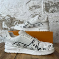 Louis Vuitton Black Monogram White Trainer Sneaker Sz 12 (10.5LV)