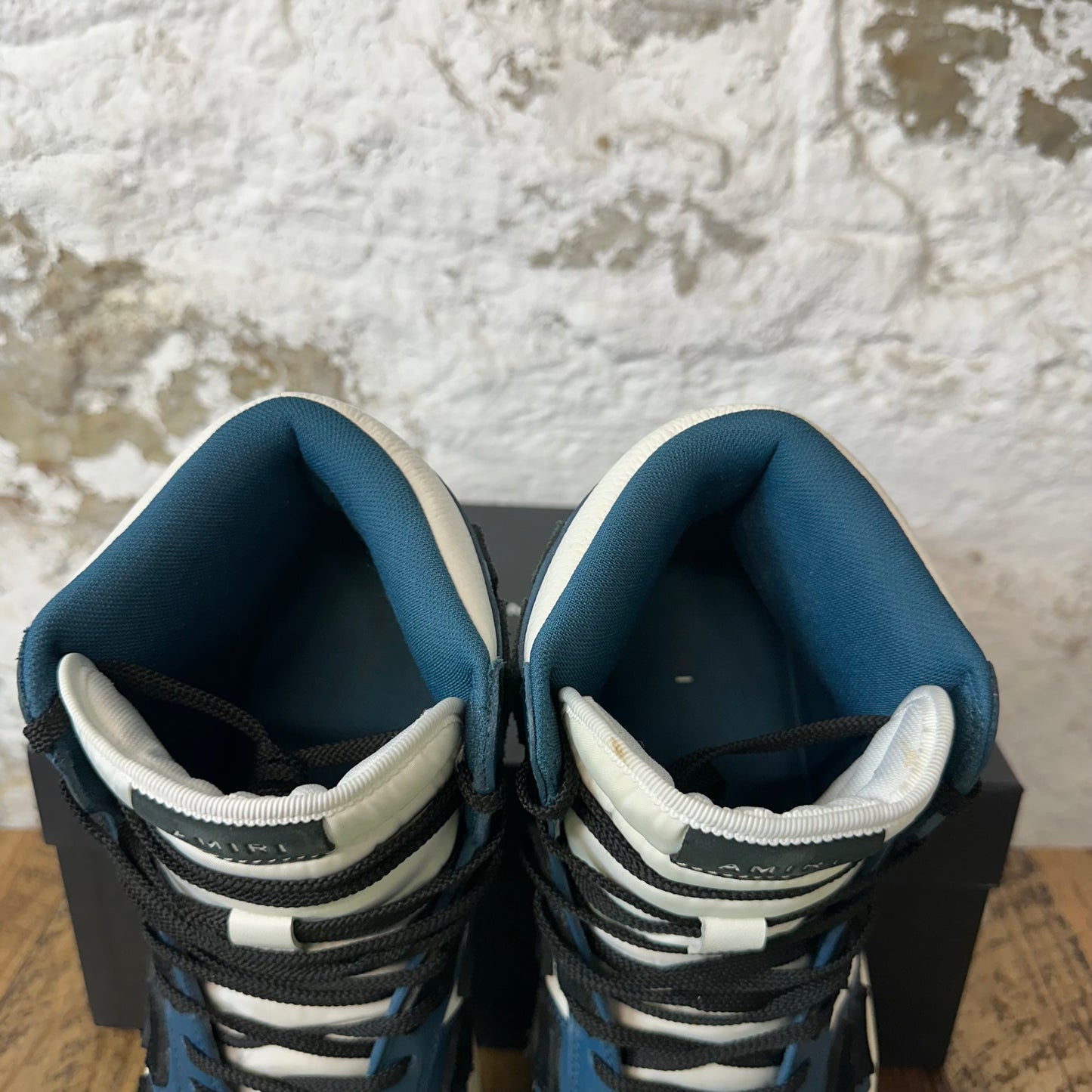 Amiri Black Skeleton Blue White High Sneaker Sz 12 (45)