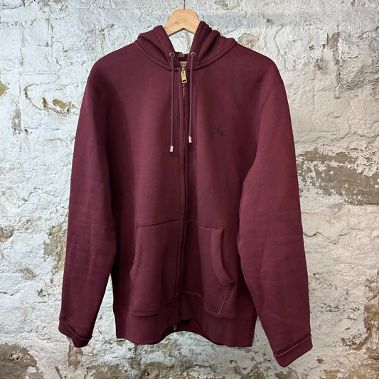 Burberry Small Logo Zip Up Hoodie Maroon Sz XL
