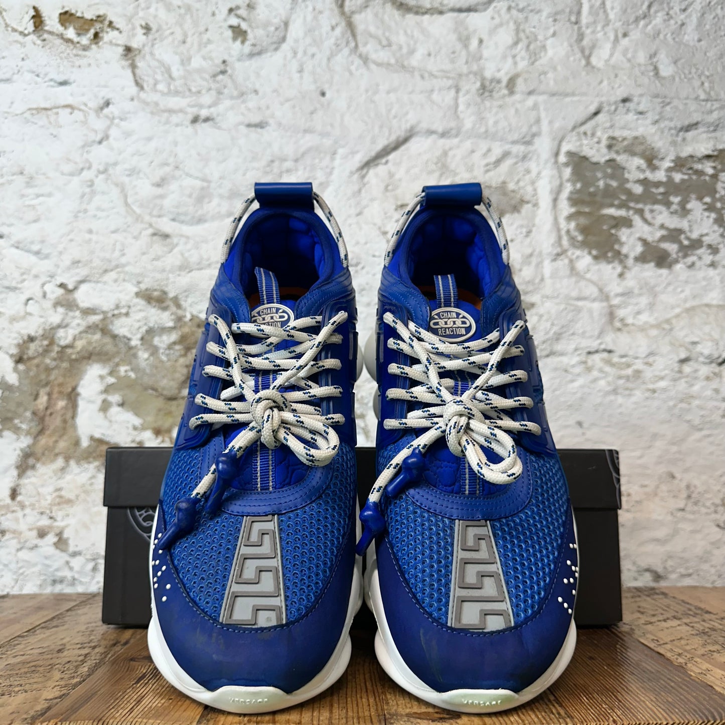 Versace Chain Reaction Blue White Sneaker Sz 12 (45)