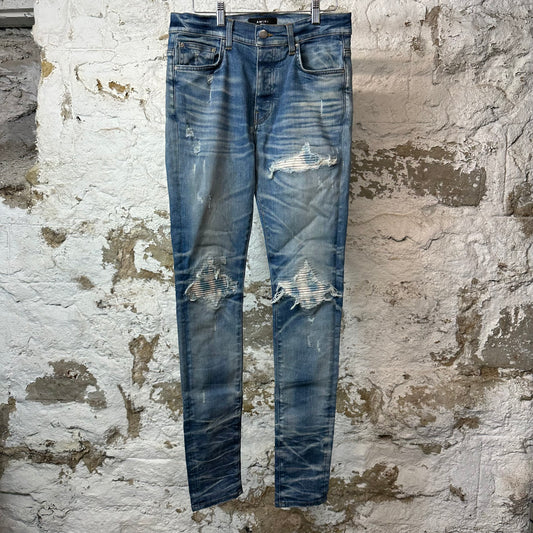 Amiri MX1 Sky Blue Cream Blue Denim Jeans Sz 31