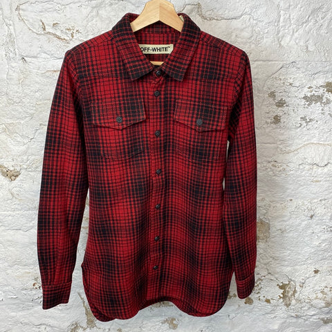 Off White Red Flannel Sz XXS