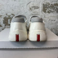 Prada Americas Cup White Patent Grey White Sneaker Sz 8.5