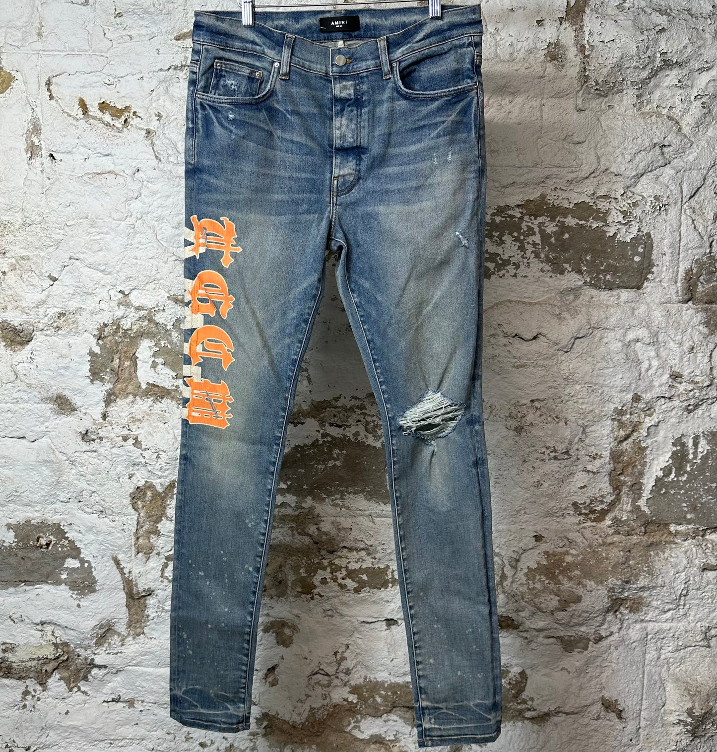 Amiri Orange TGCM Bue Denim Jeans Sz 34
