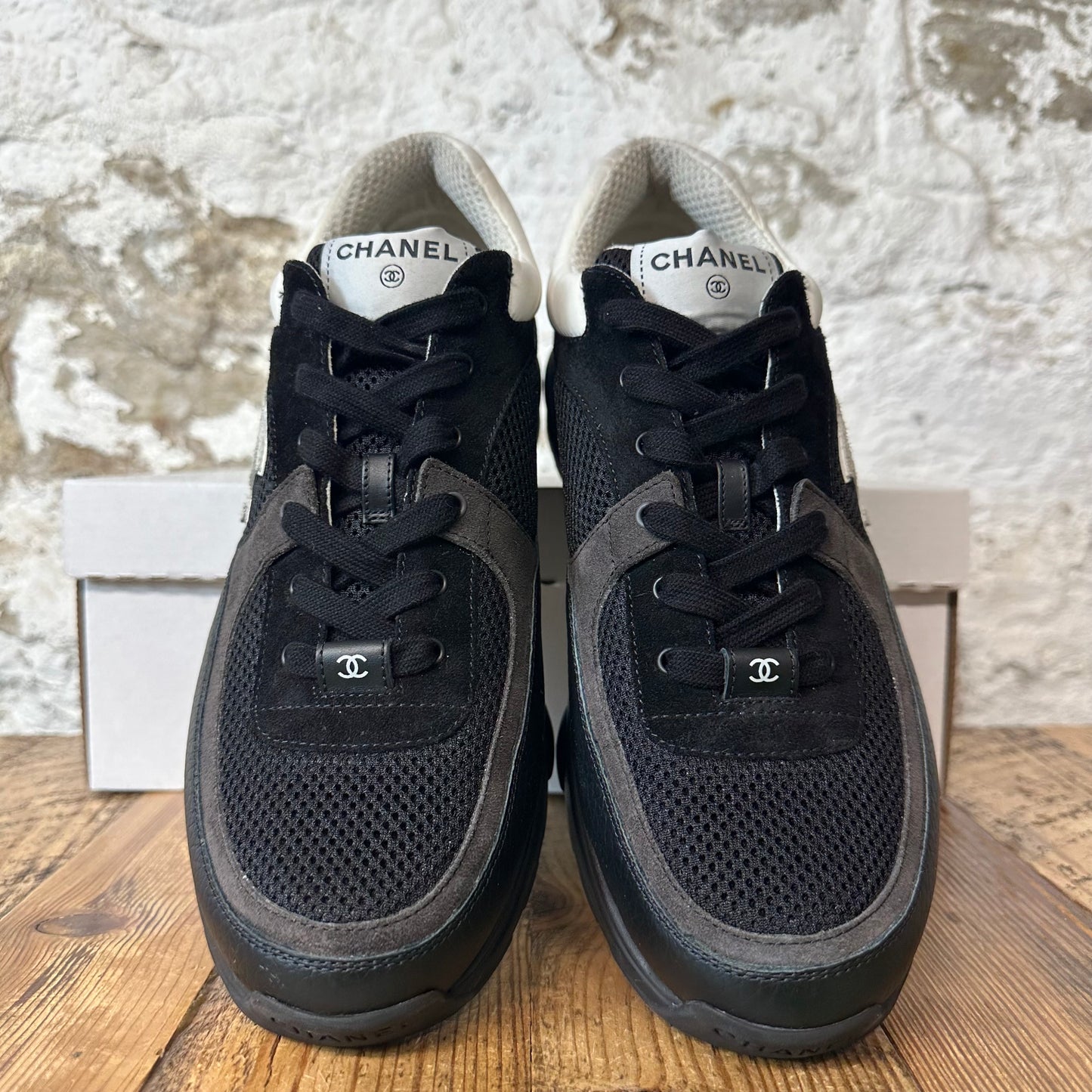 Chanel CC Black White Trainer Sneaker Sz 10 (43)