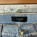 Amiri MX1 Camo Patch Light Blue Denim Jeans Sz 32