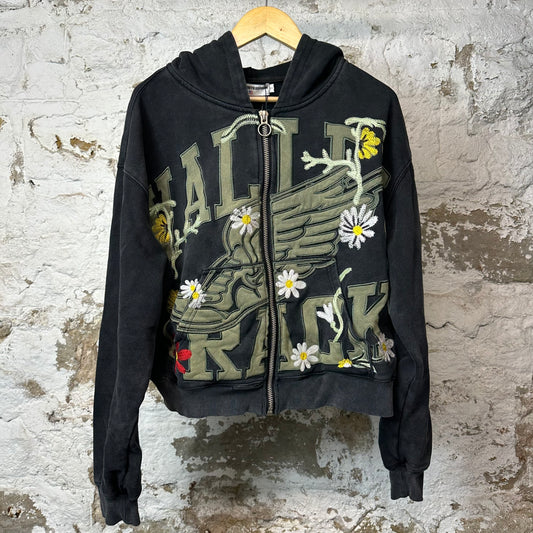 Vale Green Wildflower Garden Zip Up Hoodie Black Sz S