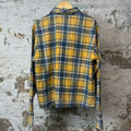 Vale Blue Yellow Plaid Rhinestone Flannel Sz M