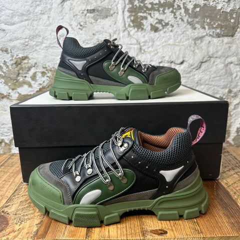 Gucci Flash Trek Black Green Shoes Sz 8