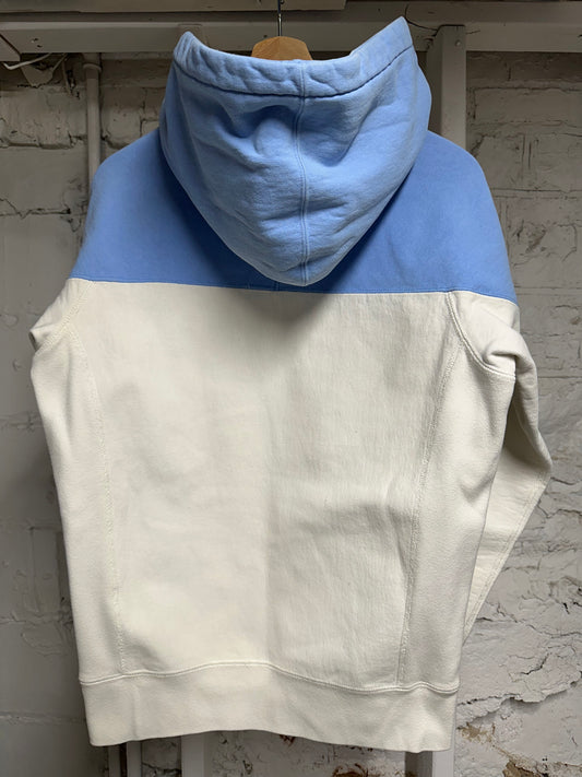 Supreme White Light Blue Spellout Hoodie Sz S