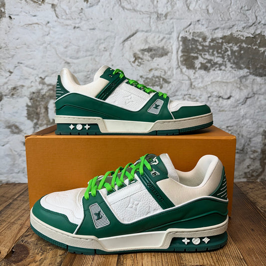 Louis Vuitton Green White Trainer Sneaker Sz 10.5 (9LV)