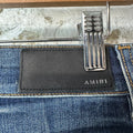 Amiri MX1 Black Leather Dark Blue Denim Jeans Sz 29