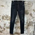 Amiri MX1 Camo Patch Black Denim Jeans Sz 32