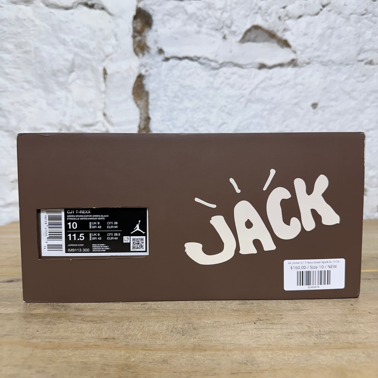 Jordan CJ1 T-Rexx Travis Scott Green Spark Sz 10 DS