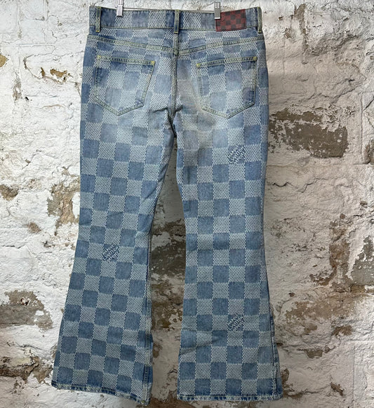 Louis Vuitton Damier 3D Bootcut Denim Jeans Sz 38