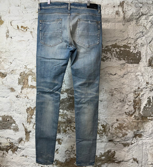 Amiri MX1 Pink Tie Dye Blue Denim Jeans Sz 34