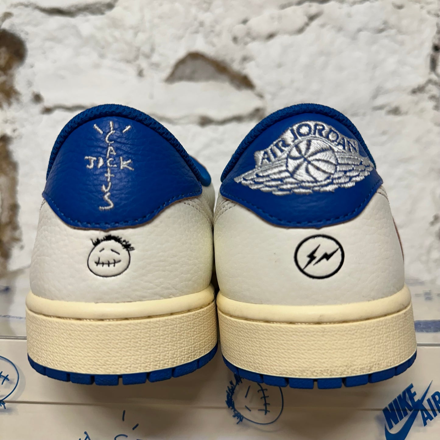 Air Jordan 1 Fragment Travis Scott Sail Military Blue Sz 10