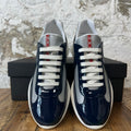 Prada Americas Cup Royal Argento Patent Sneaker Sz 8 DS