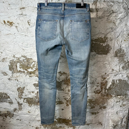 Amiri Leopard Print Thrasher Blue Denim Jeans Sz 32