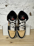 Air Jordan 1 Mid Tan Black Sz 9