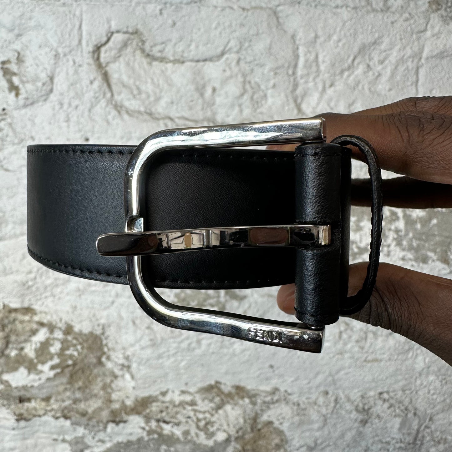 Fendi Diagonal Canvas Monogram Black Belt Sz (95/38)