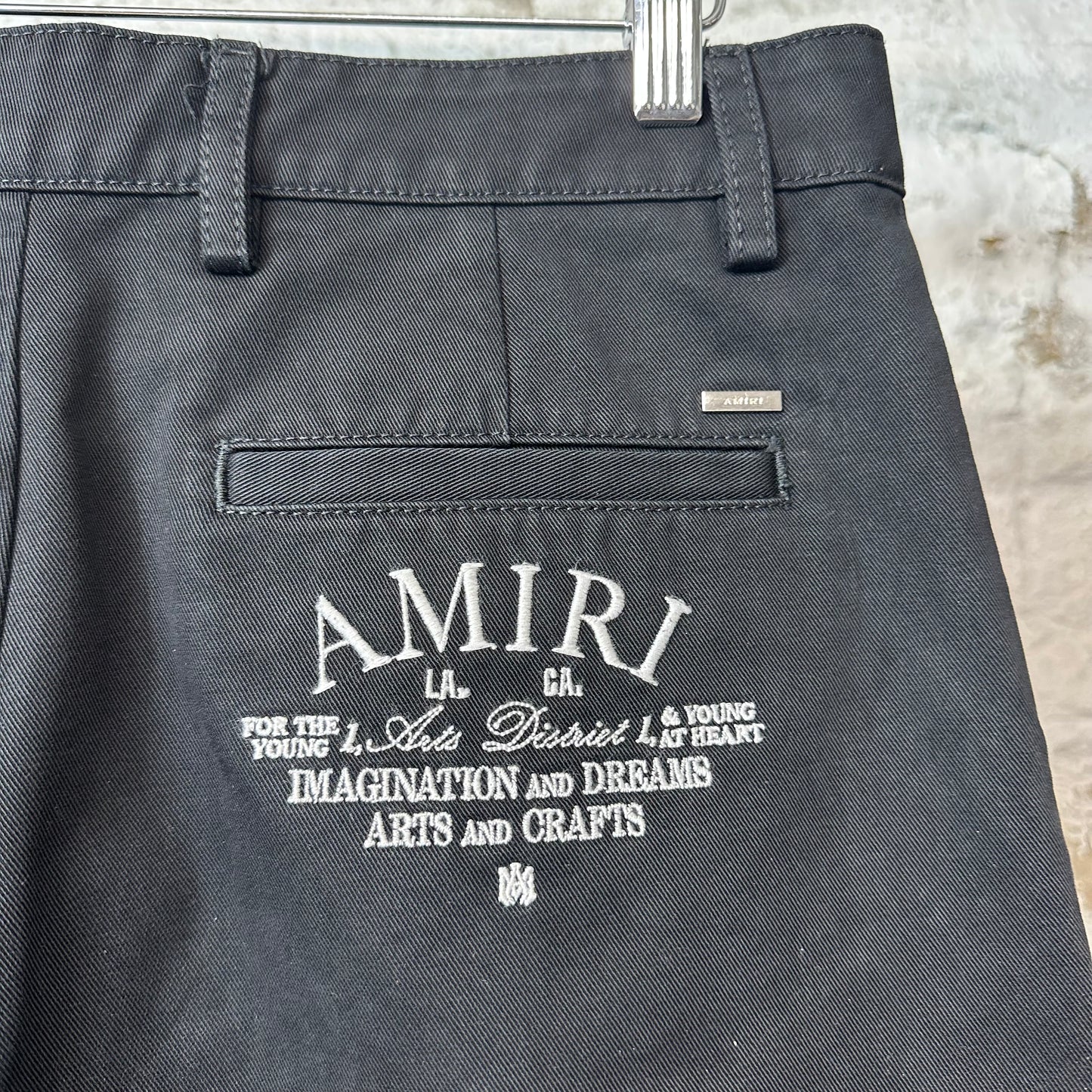 Amiri Back Logo Chino Kick Flare Black Pants Sz 32