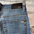 Amiri MX1 Black Leather Dark Blue Denim Jeans Sz 29 DS