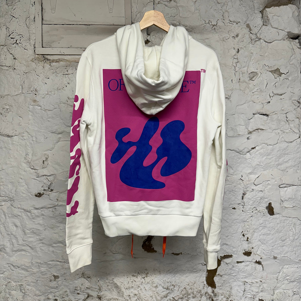 Off-White 2020 White Pink Zip Up Hoodie Sz XS