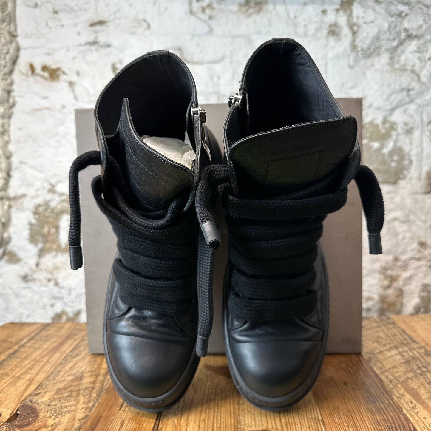 Rick Owens High Jumbo Lace Triple Black Sneaker Sz 15 (48)