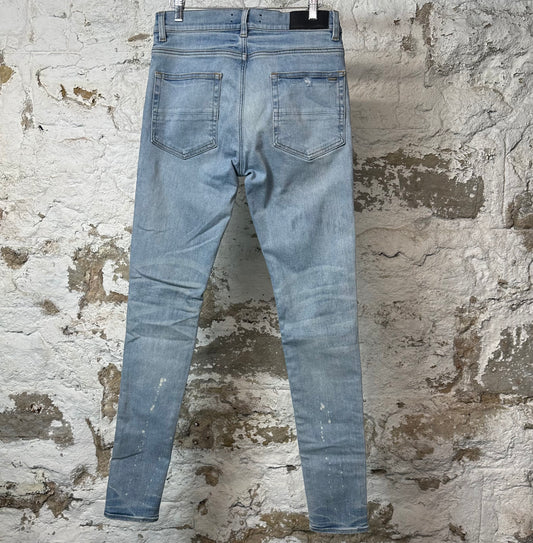 Amiri Paint Drip Spell Blue Denim Jeans Sz 31