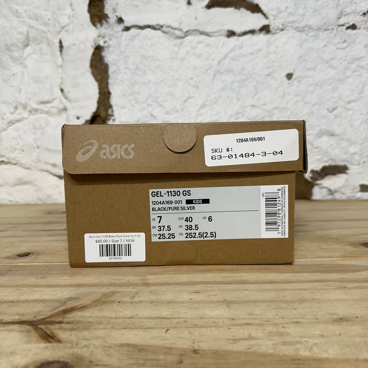 Asics Gel-1130 Black Pure Silver Sz 7 DS