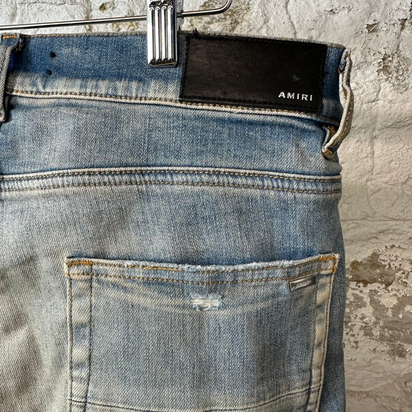 Amiri MX2 Multicolor Flannel Blue Denim Jeans Sz 32