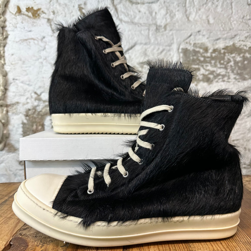 Rick Owens High Pony Hair Black Milk Sneaker Sz 14 (47)