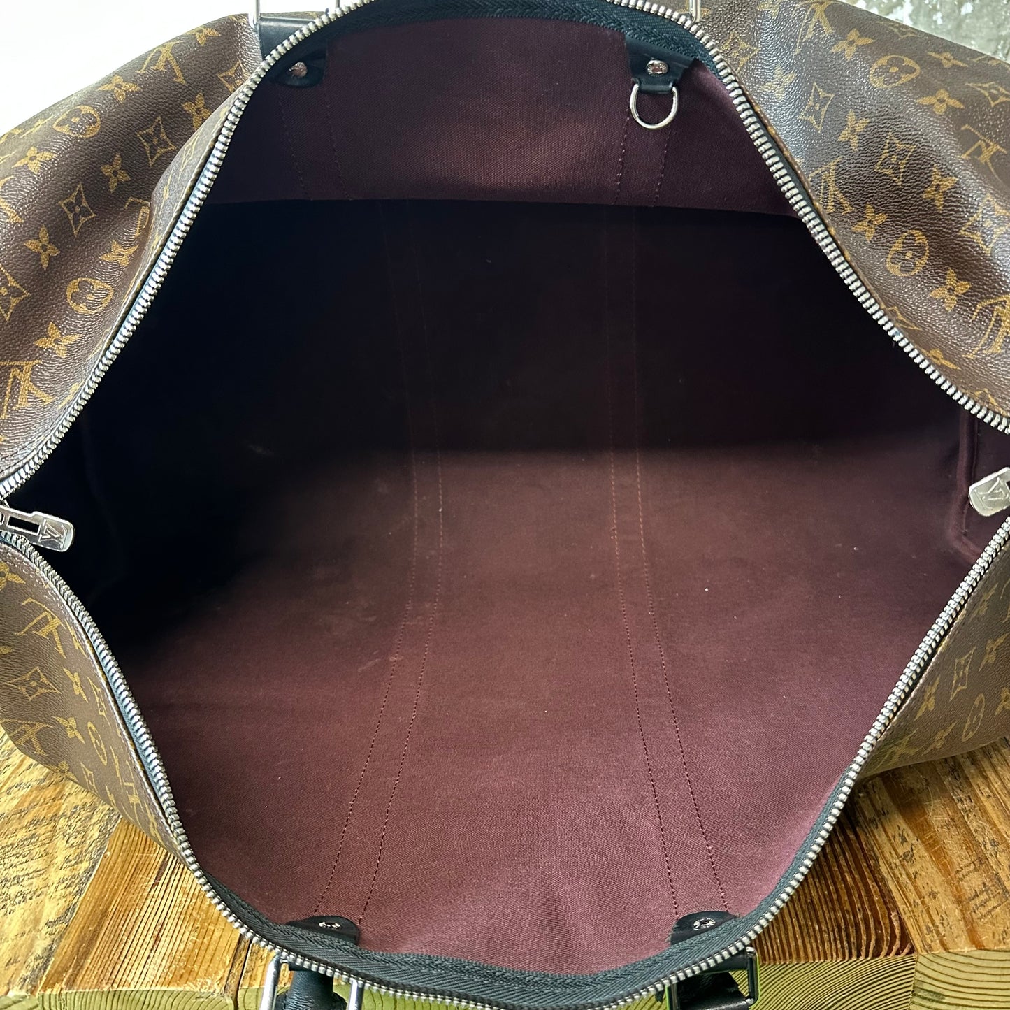 Louis Vuitton Monogram Macassar Keepall Bandouliere Sz 55