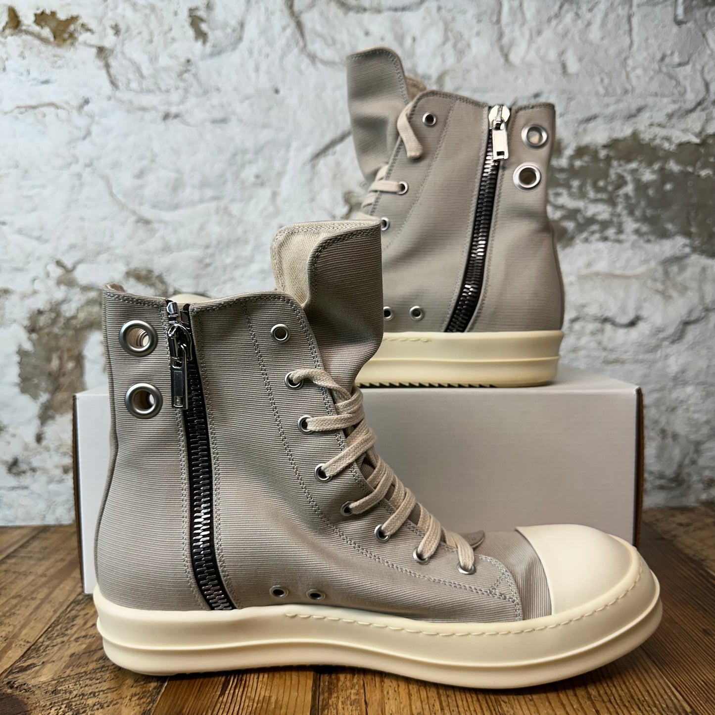 Rick Owens High Grey Canvas Milk Sneaker Sz 9 (42)