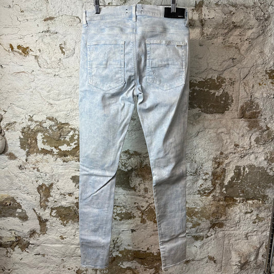 Amiri MX1 Blue Leather Mineral Blue Denim Jeans Sz 32