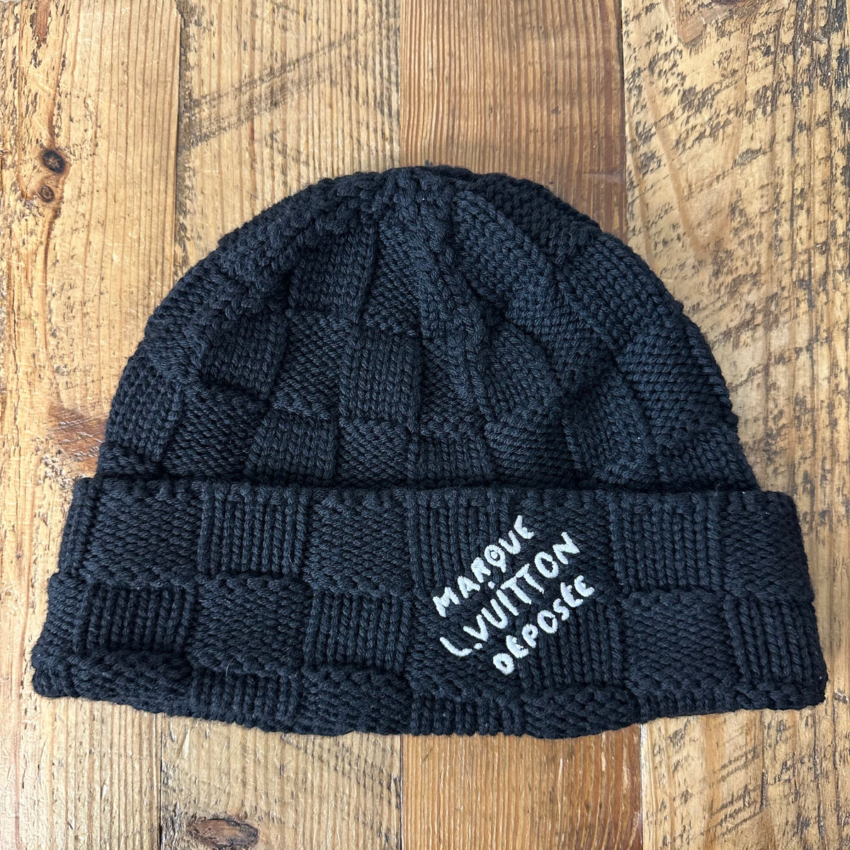 Louis Vuitton Marque Black Knit Beanie W/ Box
