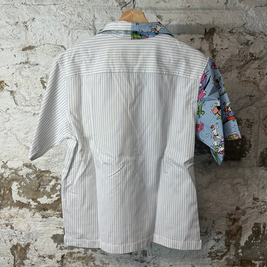 Prada Double Match Poplin Blue Button Up Shirt Sz XS
