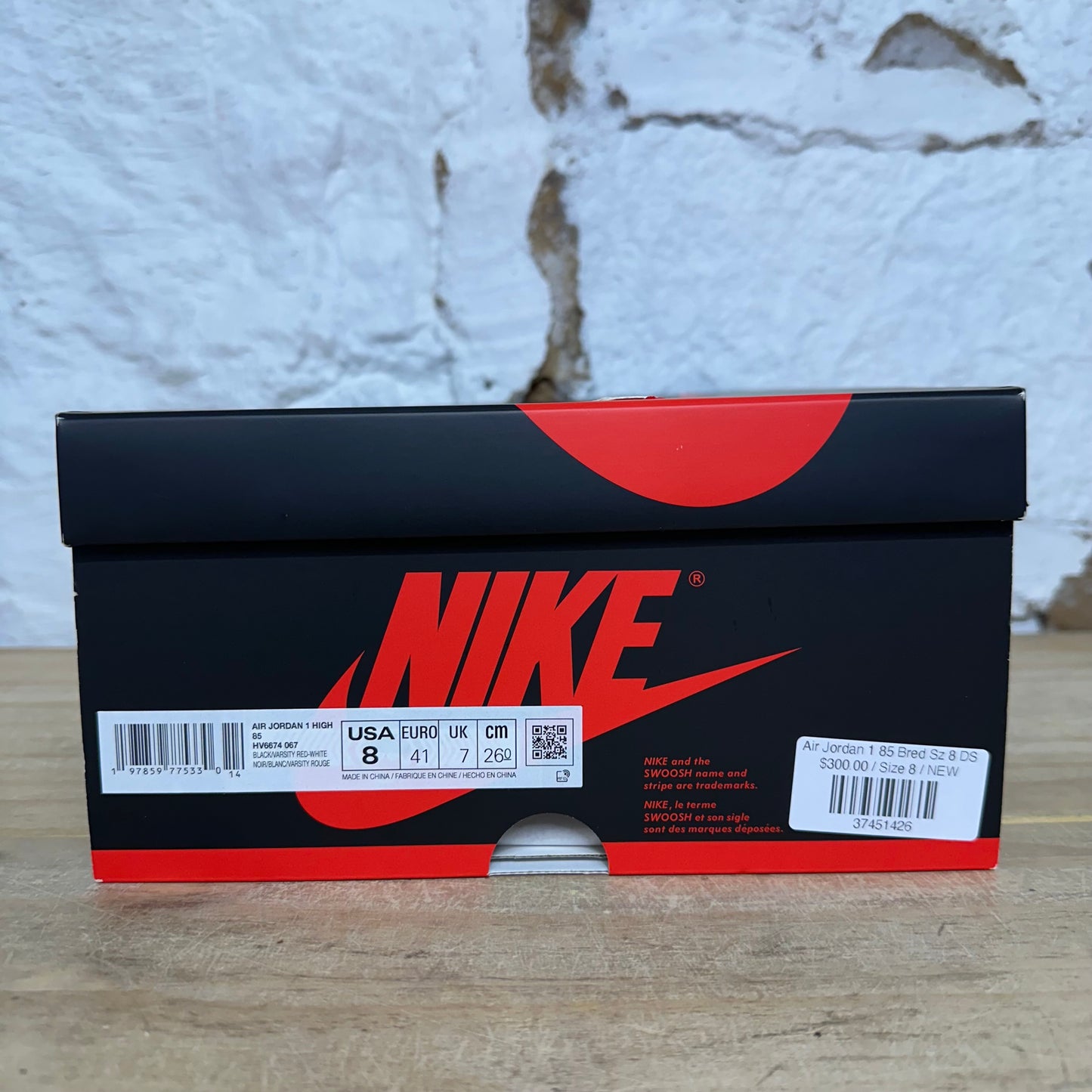 Air Jordan 1 High '85 Bred Sz 8 DS