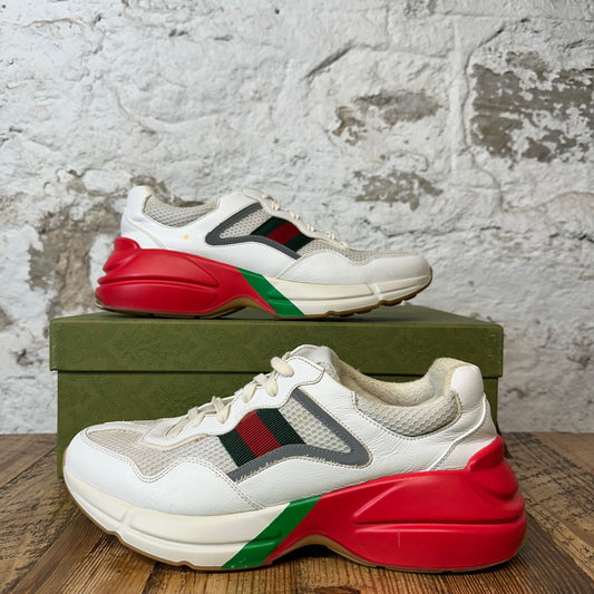 Gucci Rhyton White Red Green Sneaker Sz 9