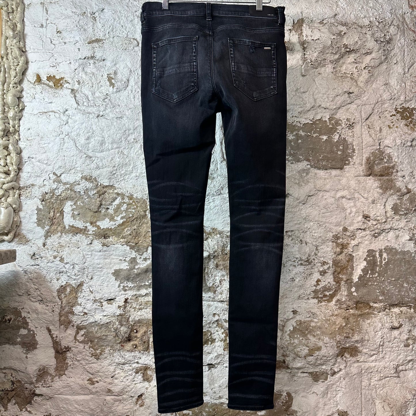 Amiri Faded Black Distressed Denim Jeans Sz 33