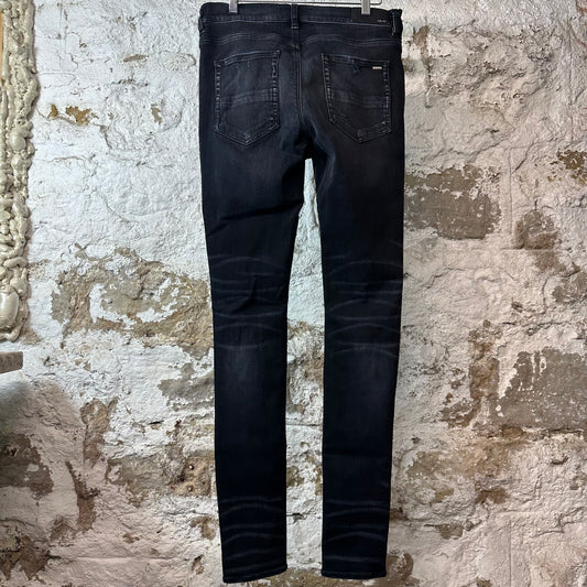 Amiri Faded Black Distressed Denim Jeans Sz 33
