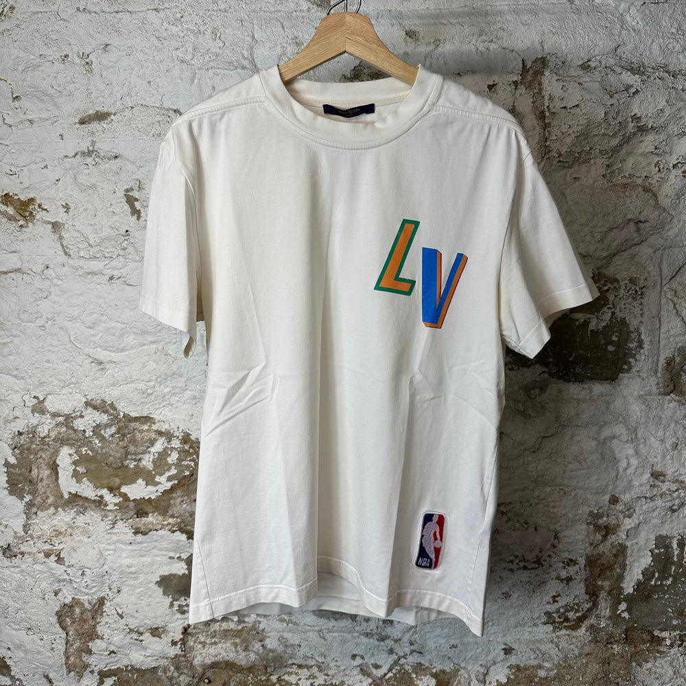Louis Vuitton Multicolor NBA Logo White T-Shirt Sz M