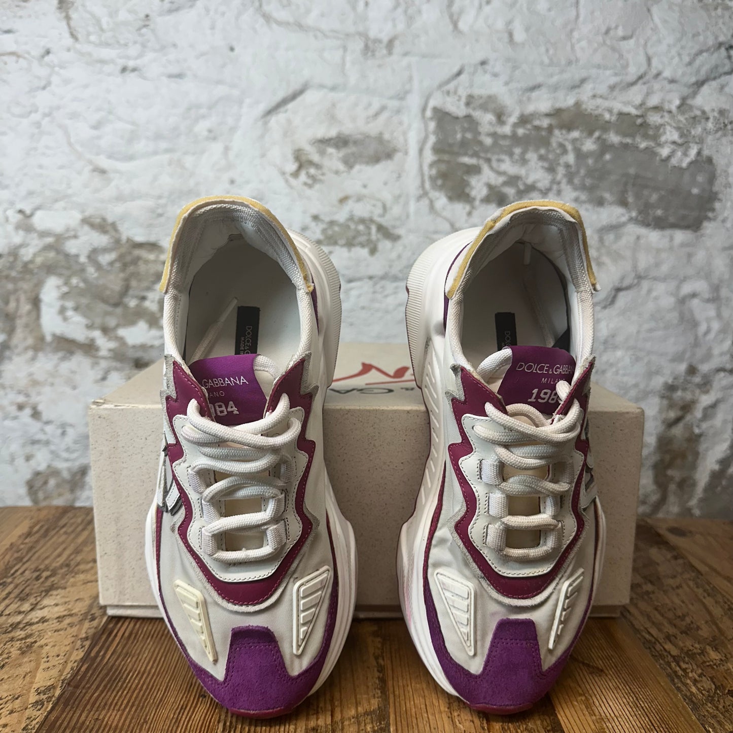 Dolce Gabbana White Purple Nylon Daymaster Sneaker Sz 5.5 (37.5)