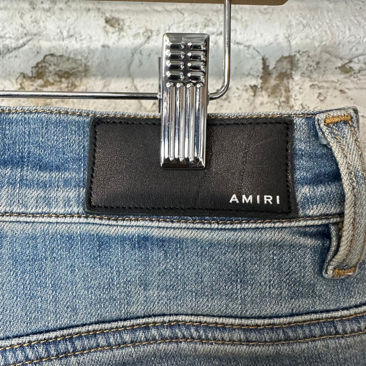 Amiri Black Paisley Spell Blue Denim Jeans Sz 31 (Tailored Short)