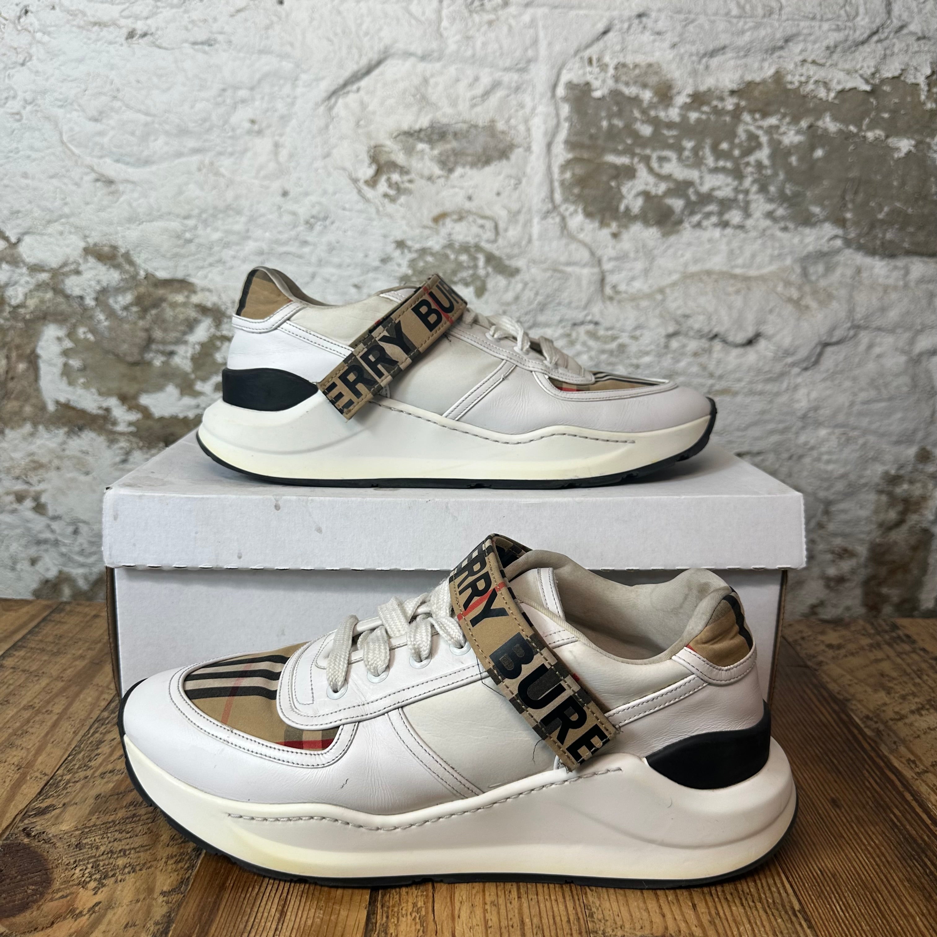 Burberry Ramsey Plaid Strap White Sneaker Sz 9 (42)