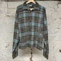 Vale Rhinestones Light Blue Brown Flannel Sz M