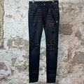 Amiri MX1 Brown Plaid Flannel Black Denim Jeans Sz 30