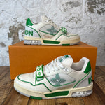 Louis Vuitton Green White Strap Trainer Sz 7.5 (6LV)