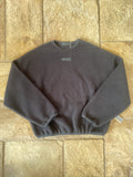 Fear of God Essentials Jet Black Polar Fleece Crewneck Sz L DS